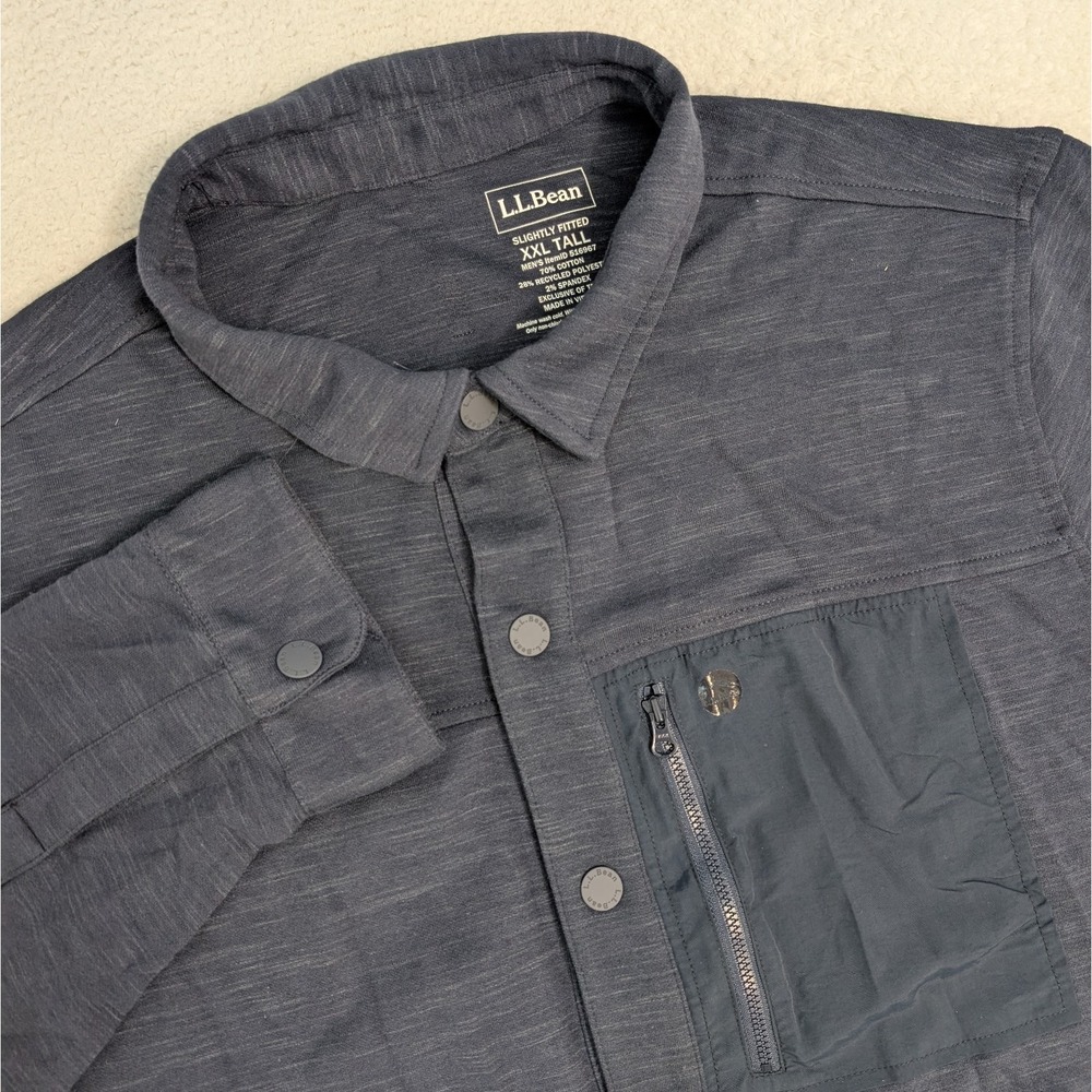 L.L. Bean Slightly Fitted Blue Button Jacket Shirt Men's 2XLTall 516967 Flannel